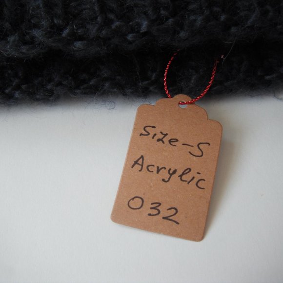 Hand Knitted Hat Toque Adult Size - S Acrylic Black/Gray - 032. Hand knit by me - Picture 6 of 7